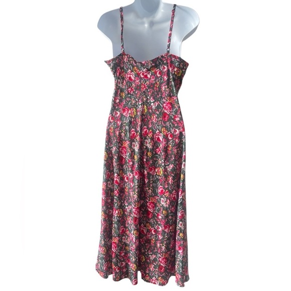 Urban Outfitters Jessie Rose Floral Midi Dress M Scoop Neck Summer Spaghetti - Picture 3 of 11
